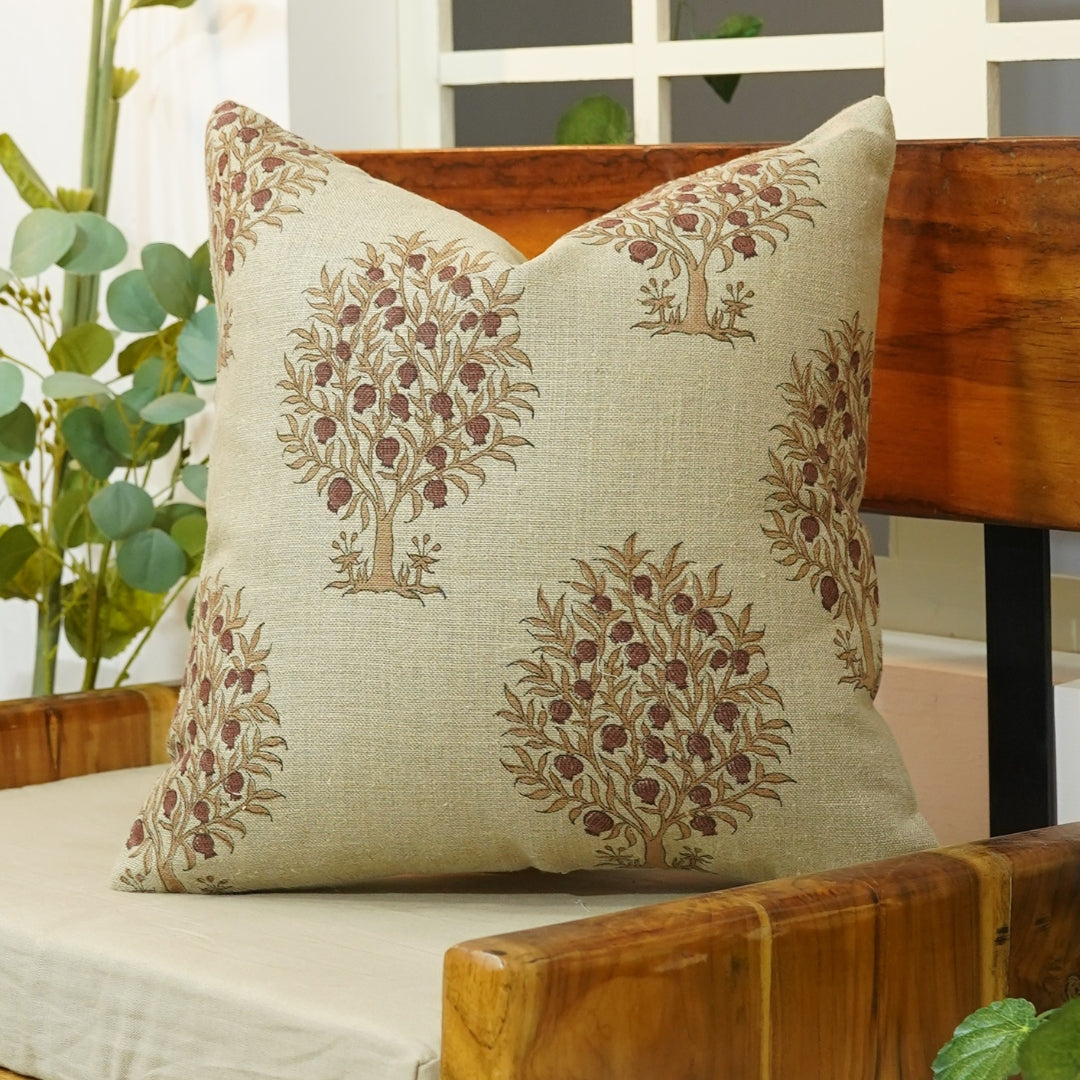 Block print Pillow cover for sofa, couch or bed- Thick Linen- ANAR - Fabdivine