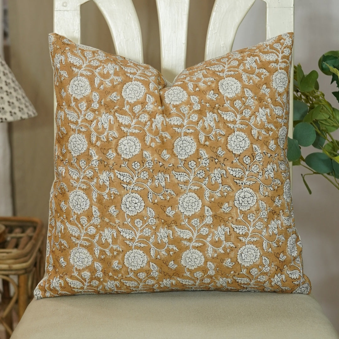 Square/Lumber block print pillow cover- Cotton Linen- SHILLONG - Fabdivine