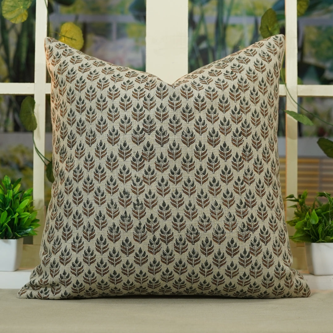 Square/Lumber block print pillow cover- Thick Linen- ALIA - Fabdivine