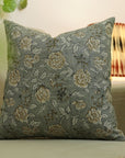 Block print Pure Linen throw pillow cover- RAMESHWARAM - Fabdivine