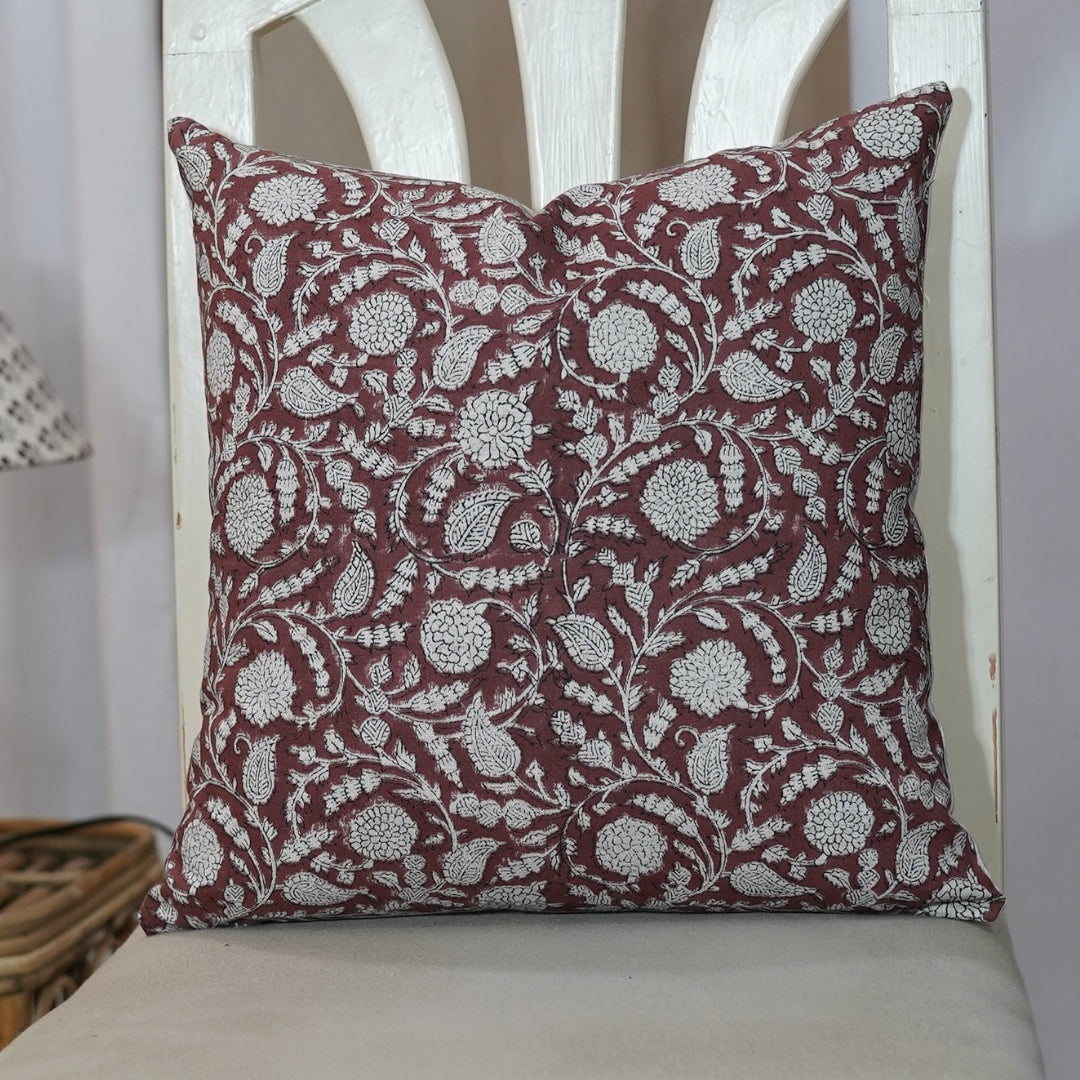 Square/Lumber block print pillow cover- Cotton Linen- GOPI - Fabdivine