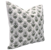 Block print Pure Linen throw pillow cover- BETEL LEAF - Fabdivine