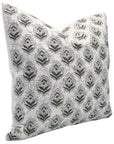 Block print Pure Linen throw pillow cover- BETEL LEAF - Fabdivine