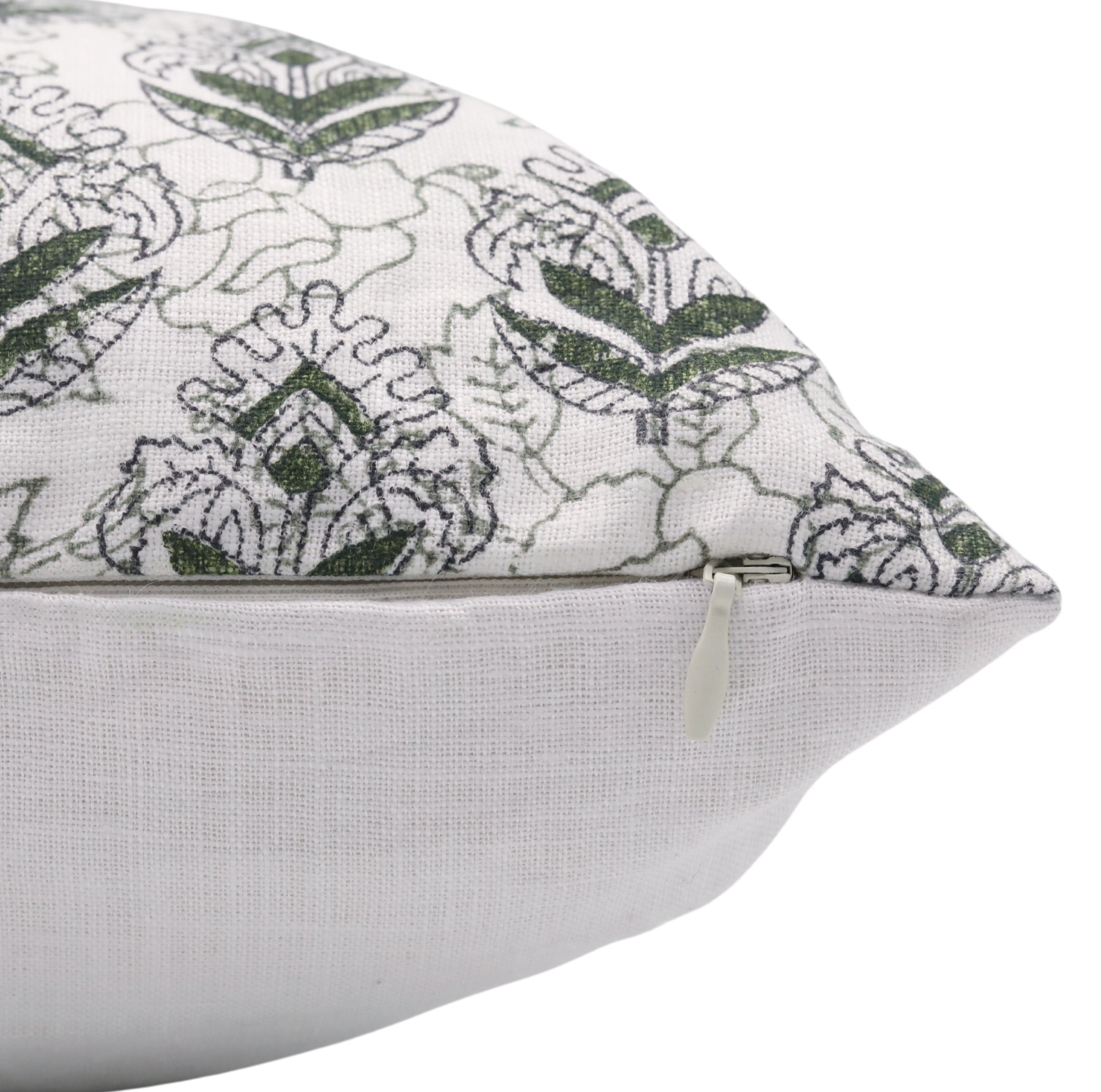 Block print Pure Linen throw pillow cover- BETEL LEAF - Fabdivine