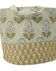 LINEN FLORAL HOME DECOR ORGANIZER LARGE & SMALL FABRIC BASKETS SHOPPING & UTILITY BAG - RISHI