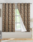 Blackout Floral Grommet Curtains - Room Darkening Linen Fabric Decorative Panels - Rajat