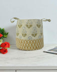 LINEN FLORAL HOME DECOR ORGANIZER LARGE & SMALL FABRIC BASKETS SHOPPING & UTILITY BAG - RISHI