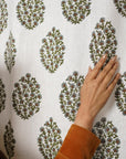 BLOCK PRINTED RING CURTAINS ELEGANT VISCOSE LINEN FOR A TIMELESS LOOK - GUDHAL