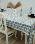 FLORAL HANDMADE BLOCK PRINTED COTTON NAPKINS AND TABLE CLOTH - KUNDANVAN