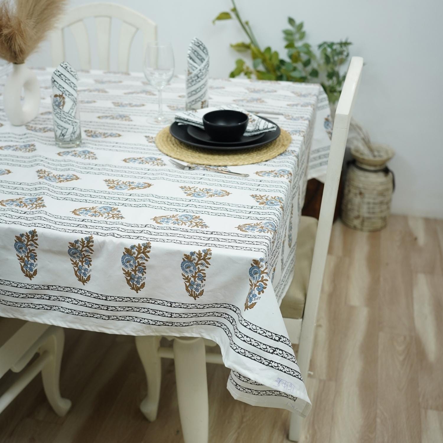 FLORAL PRINTED COTTON TABLE COVER HOUSEWARMING GIFTS INDIAN HANDMADE - KALI