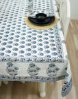 HANDMADE BLOCK PRINTED FLORAL DESIGNER COTTON TABLECLOTH AND NAPKIN - BHISHMA