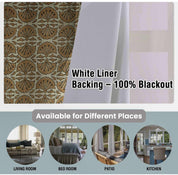 Blackout Floral Linen Grommet Curtains  Room Darkening Drapery for Stylish Window Treatment - Bijhni