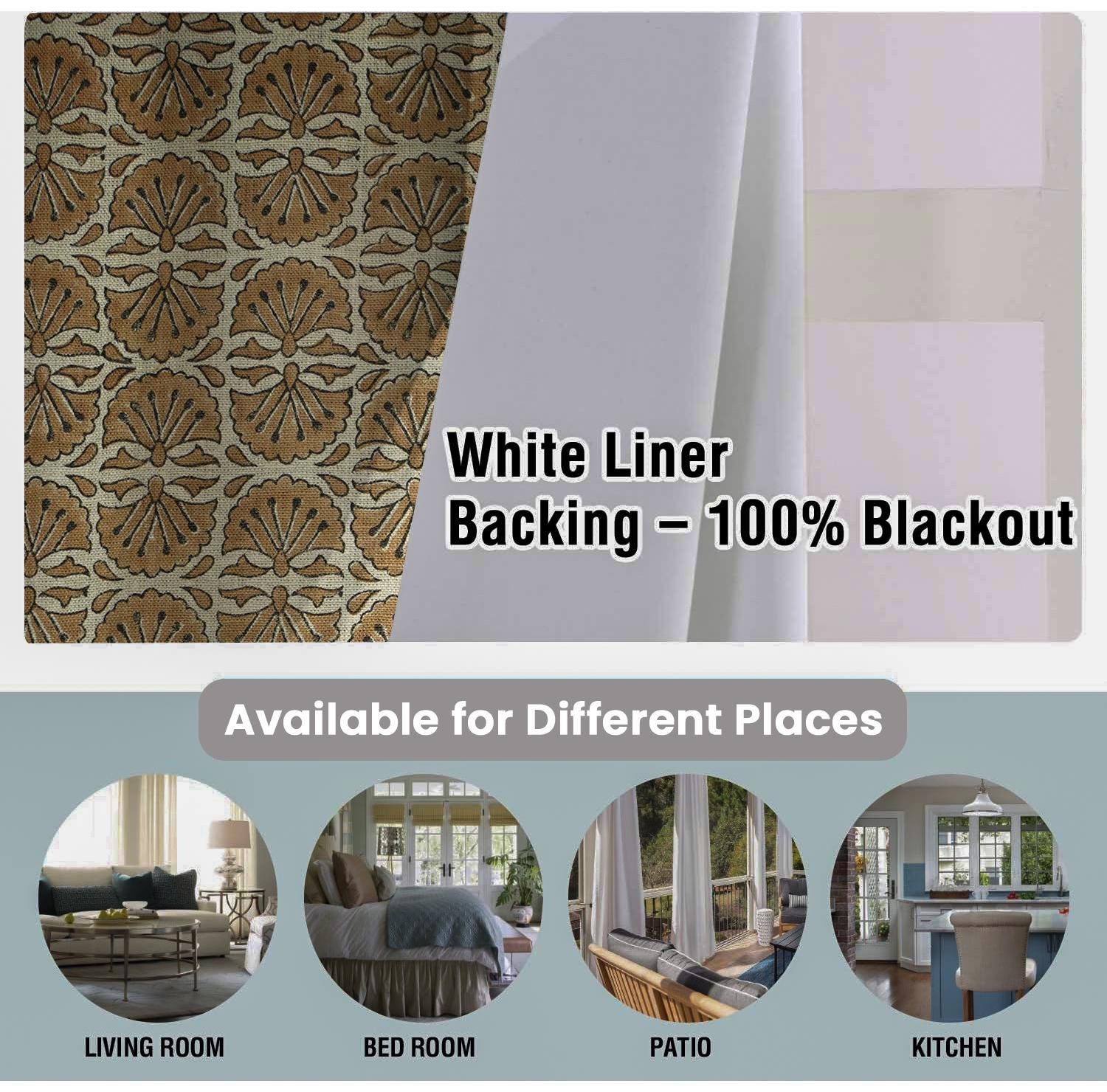 Blackout Floral Linen Grommet Curtains  Room Darkening Drapery for Stylish Window Treatment - Bijhni