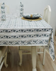 HAND BLOCK FLORAL PRINTED COTTON KITCHEN TABLE COVER NAPKINS SET - MANGAL PANDEY