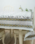 FLORAL HAND BLOCK PRINTED 100% COTTON KITCHEN TABLE COVER AND NAPKINS SET - SEHJAN