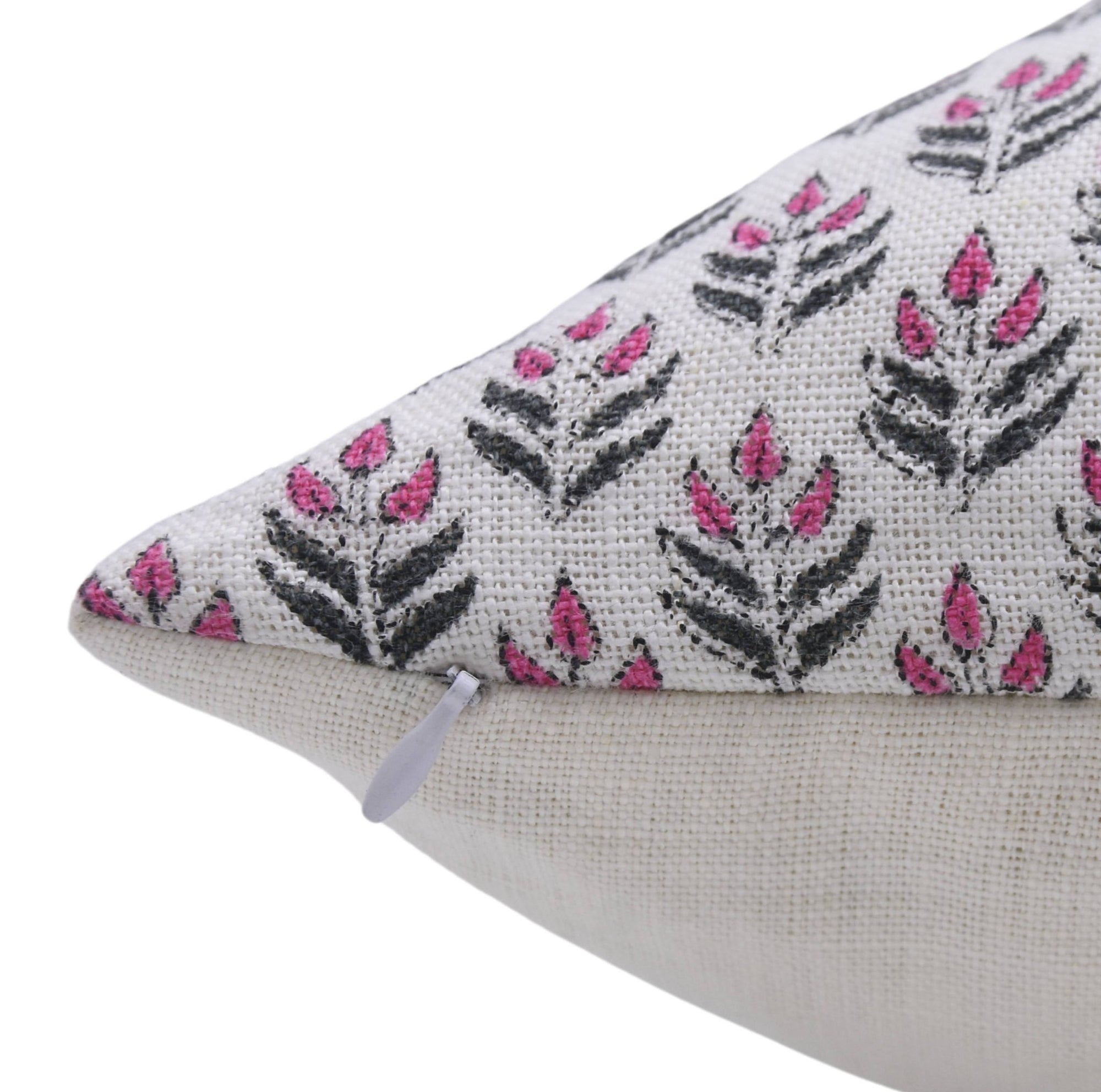 Throw Pillow Cover –Designer Collection of Hand Block Print Off White linen - Alia - Fabdivine