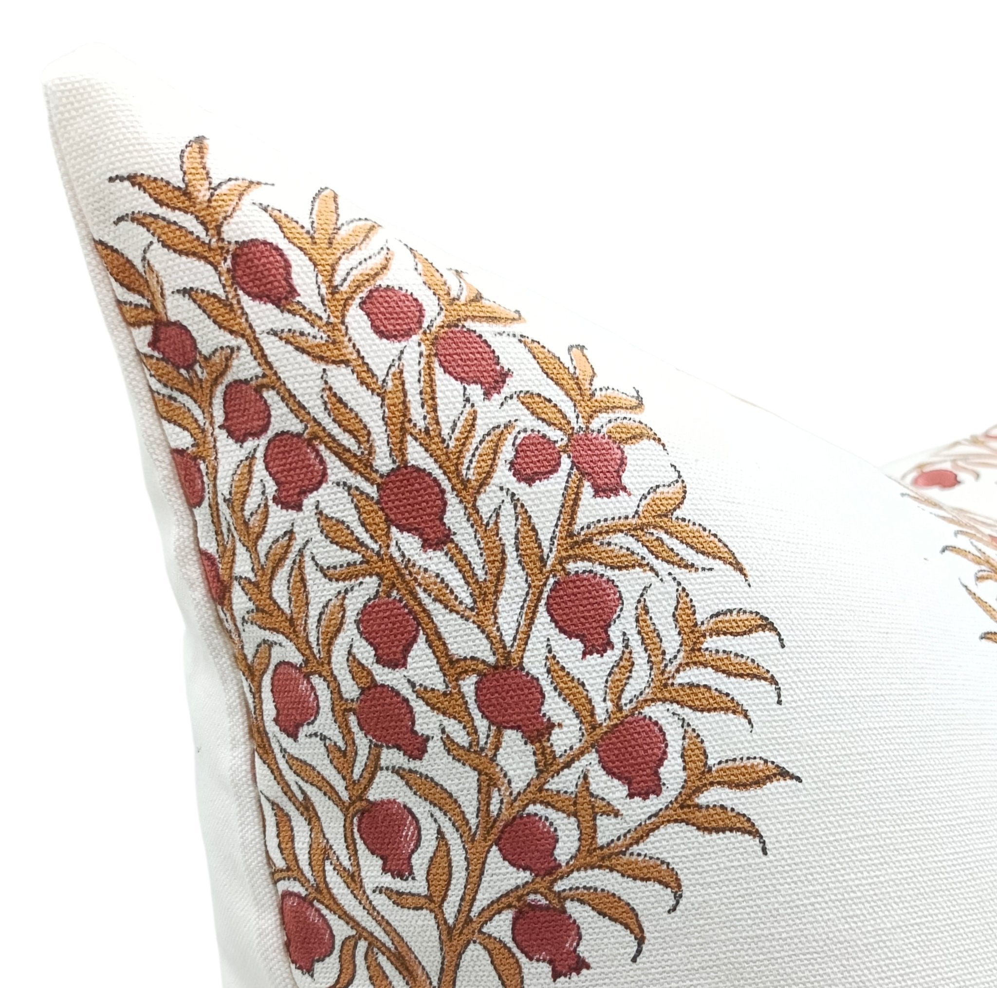 Thick cotton white block print boho pillow cover - Anar - Fabdivine