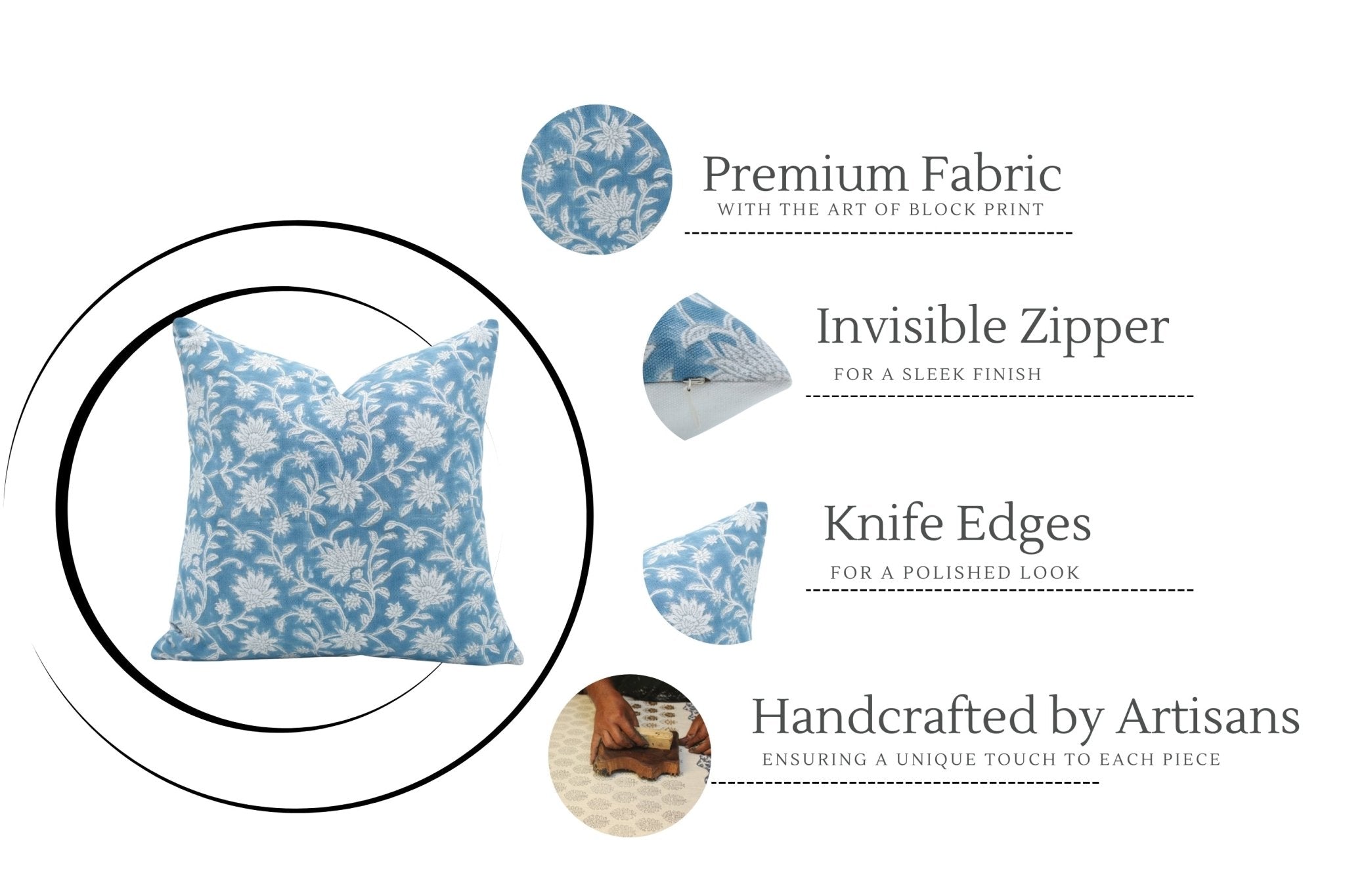 ARADHANA BLUE PILLOW COVER - FABDIVINE LLCARADHANA BLUE PILLOW COVERTCW Pillow CoverFABDIVINE LLC