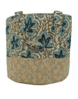 HAND BLOCK PRINTED BASKET LINEN BEIGE & BLUE STURDY CONTAINER SET - PUSHPSAMHITA AND OLA VRISHTI