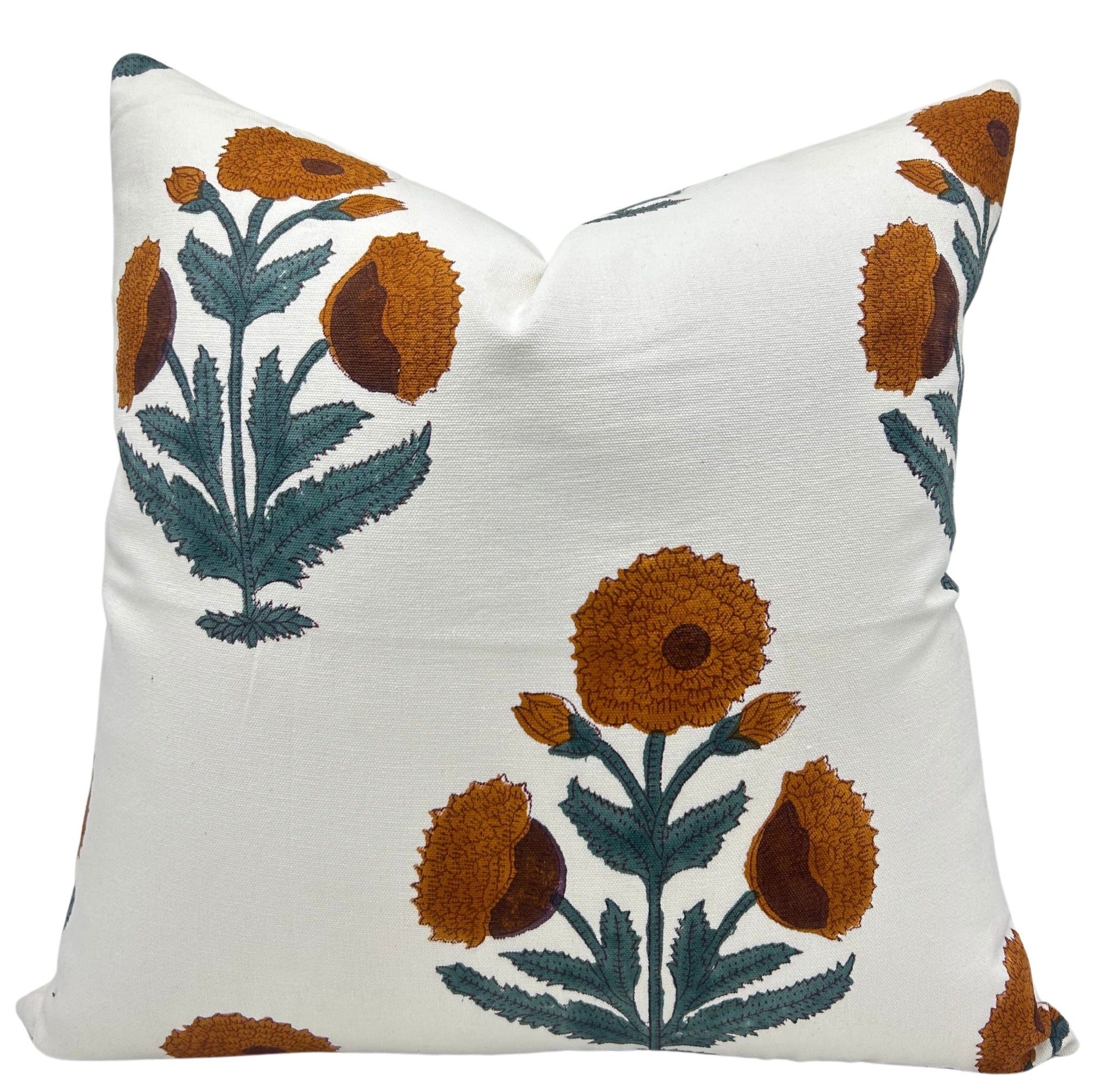 Thick Cotton White BADSHAH WHITE FLORAL PILLOW COVER - Fabdivine