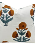 Thick Cotton White BADSHAH WHITE FLORAL PILLOW COVER - Fabdivine