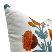 Thick Cotton White BADSHAH WHITE FLORAL PILLOW COVER - Fabdivine