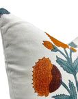 Thick Cotton White BADSHAH WHITE FLORAL PILLOW COVER - Fabdivine