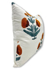 Thick Cotton White BADSHAH WHITE FLORAL PILLOW COVER - Fabdivine