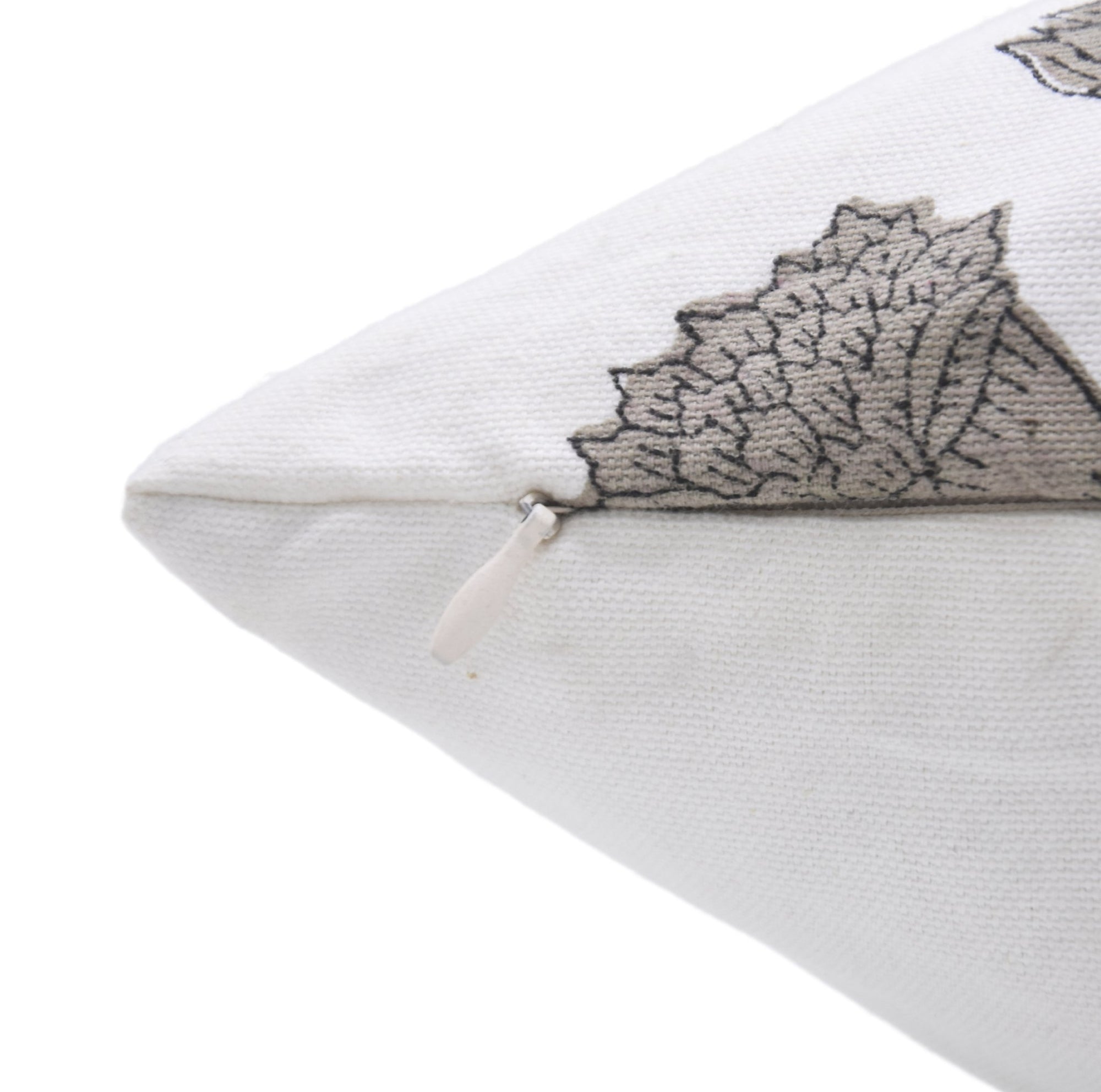 Thick Cotton White block print designer boho pillow/cushion cover - Fabdivine