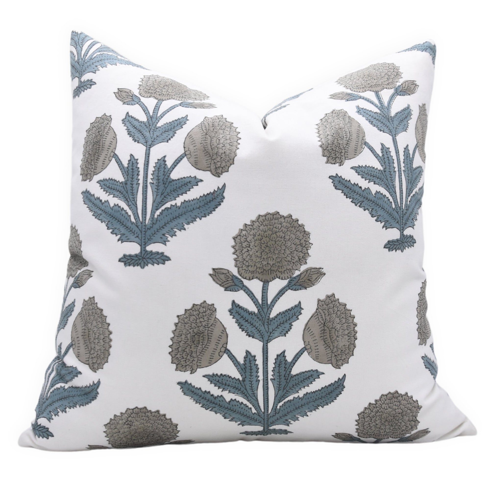 Thick Cotton White block print designer boho pillow/cushion cover - Fabdivine