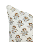 Block print Pillow cover for sofa, couch or bed- Off White Linen- BAGRU BUTI - Fabdivine