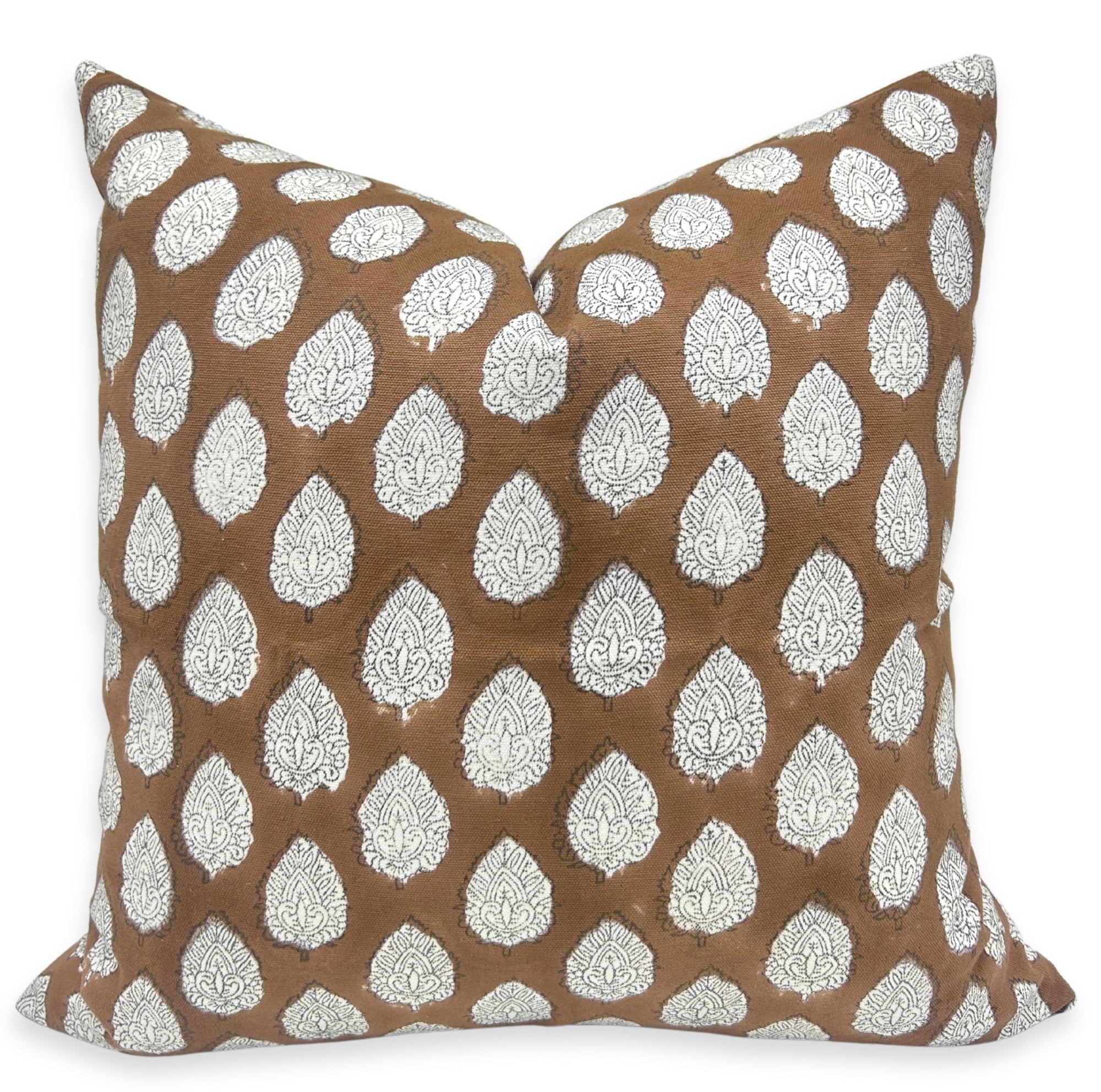 BETEL LEAF THICK COTTON WHITE PILLOW COVER - Fabdivine