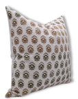 Hand Block Print pure white linen designer pillow cover- BHEESHMA - Fabdivine