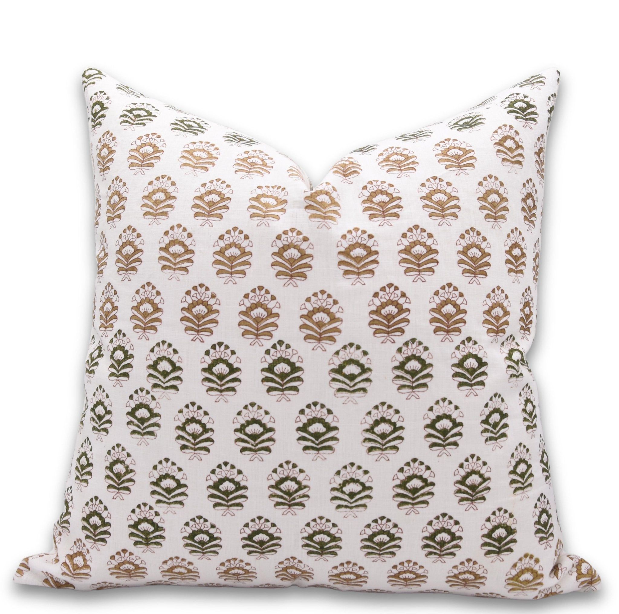 Hand Block Print pure white linen designer pillow cover- BHEESHMA - Fabdivine