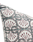 Designer Hand Block Print Thick Cotton White Throw Pillow Cover - BIJHNI - Fabdivine