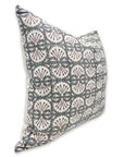 Designer Hand Block Print Thick Cotton White Throw Pillow Cover - BIJHNI - Fabdivine