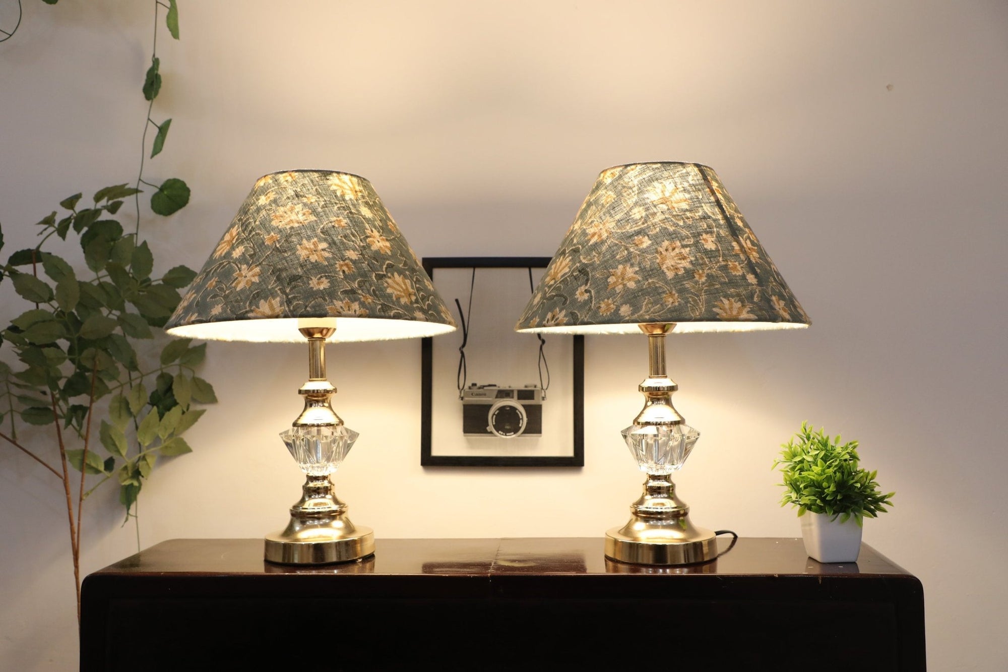 Block print cone lampshade - Aradhana - Fabdivine