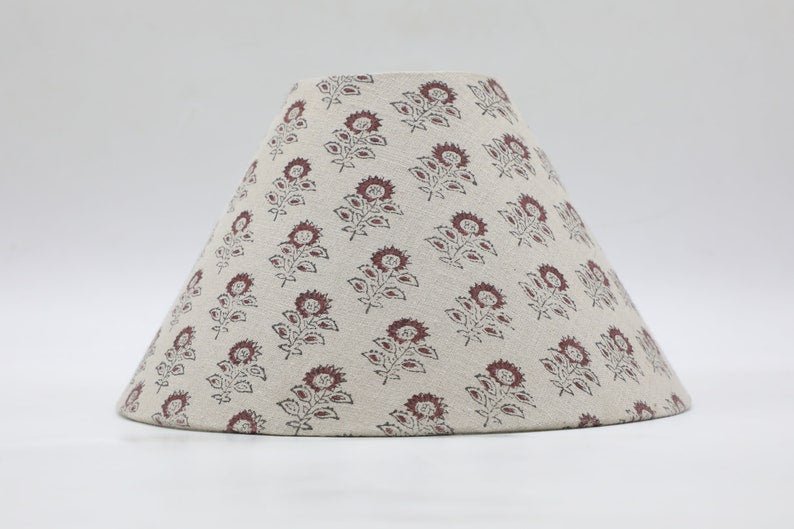 Block print cone lampshade - Bagru buti - Fabdivine