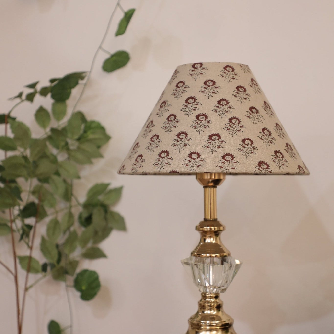 Block print cone lampshade - Bagru buti - Fabdivine