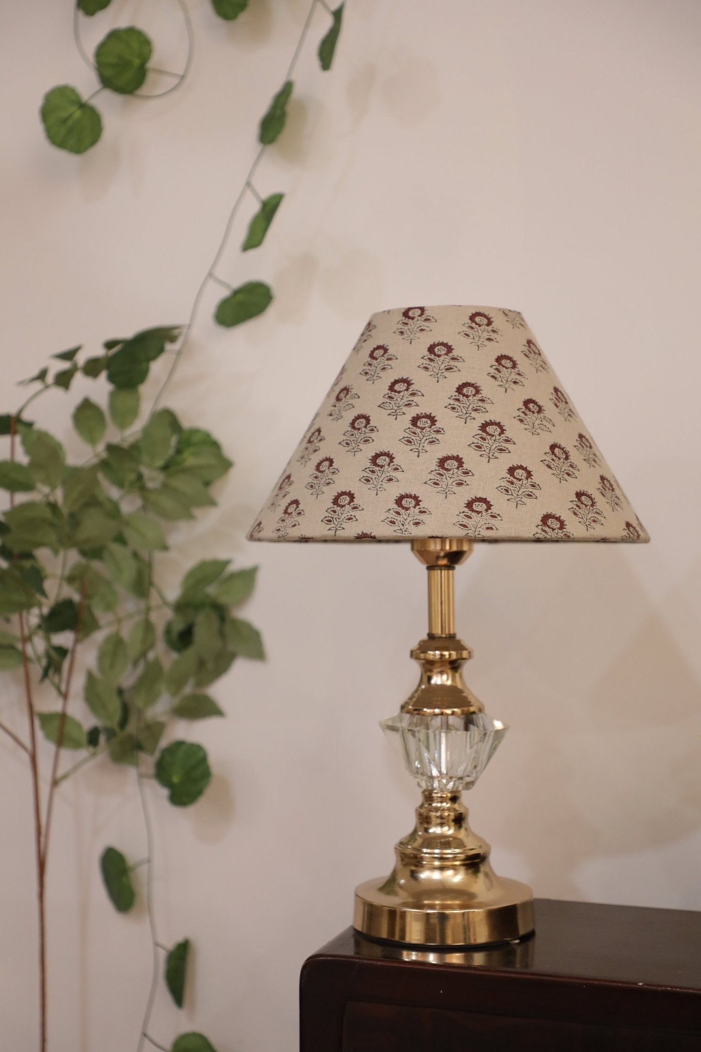 Block print cone lampshade - Bagru buti - Fabdivine