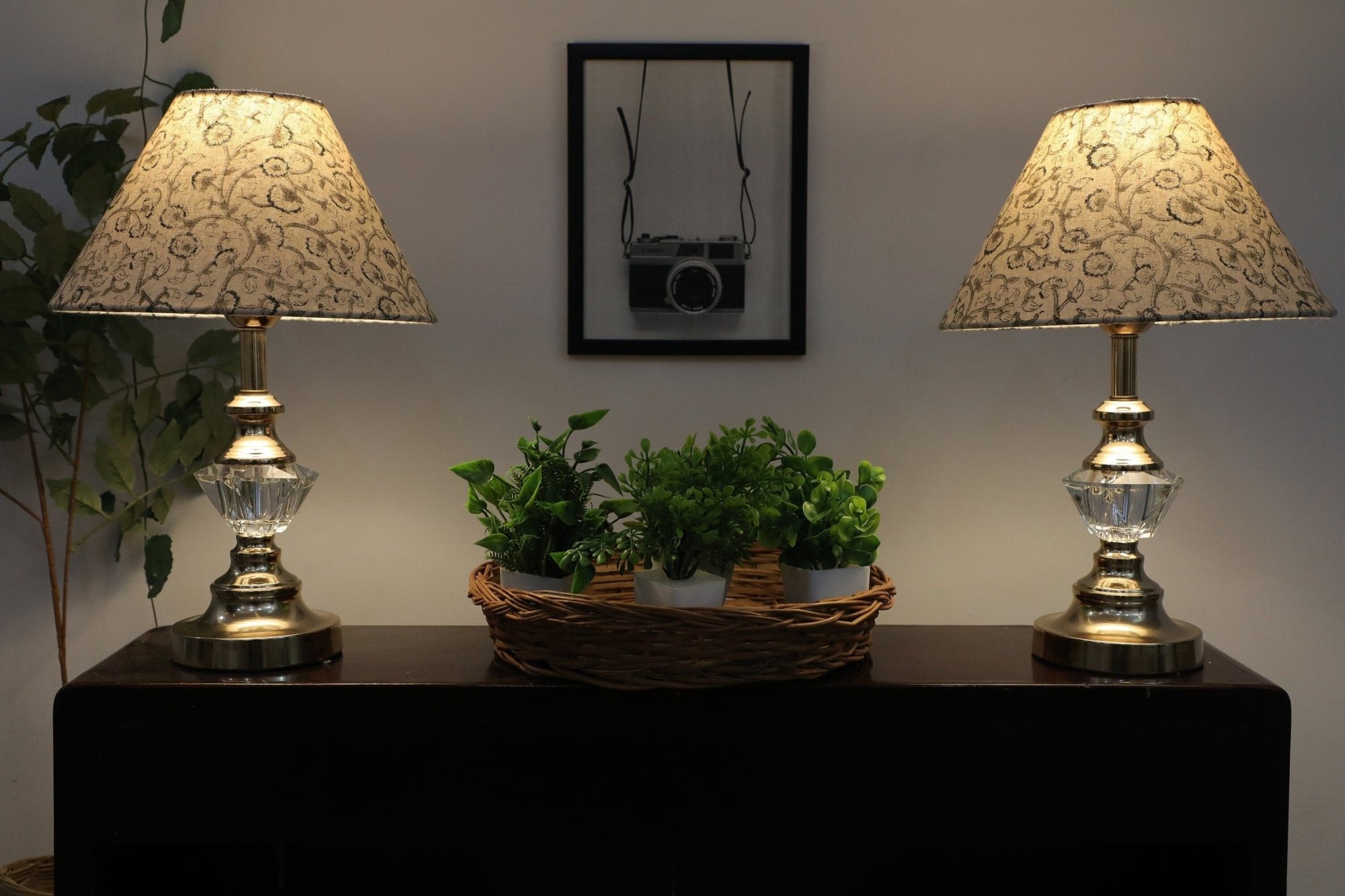 Block print cone lampshade - Himachal - Fabdivine