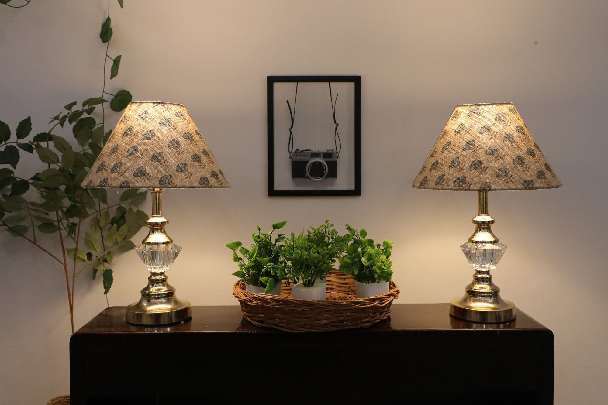 Block print cone lampshade - Kohinoor - Fabdivine