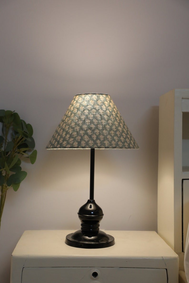 Block print cone lampshade - Pinkcity - Fabdivine