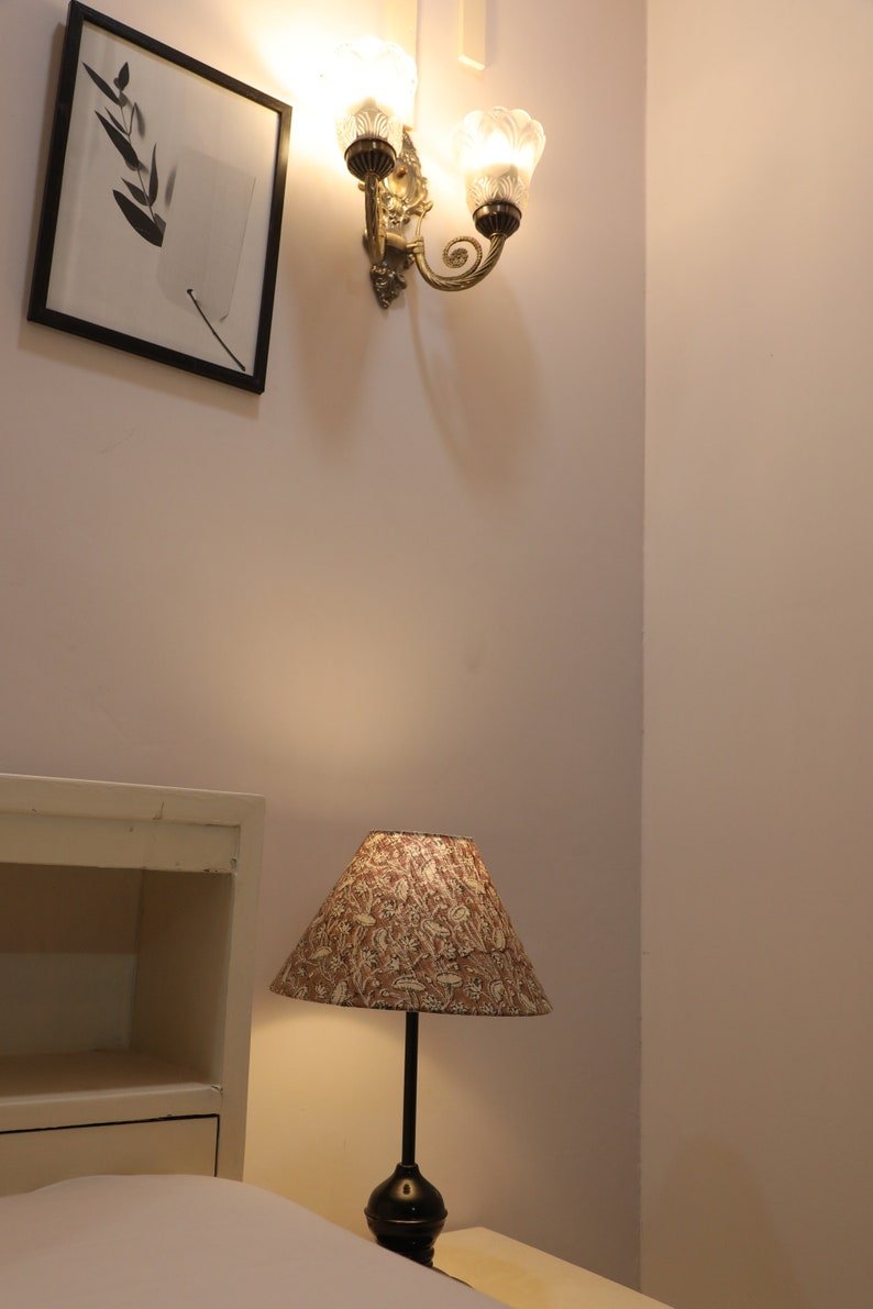 Block print cone lampshade - Pista - Fabdivine