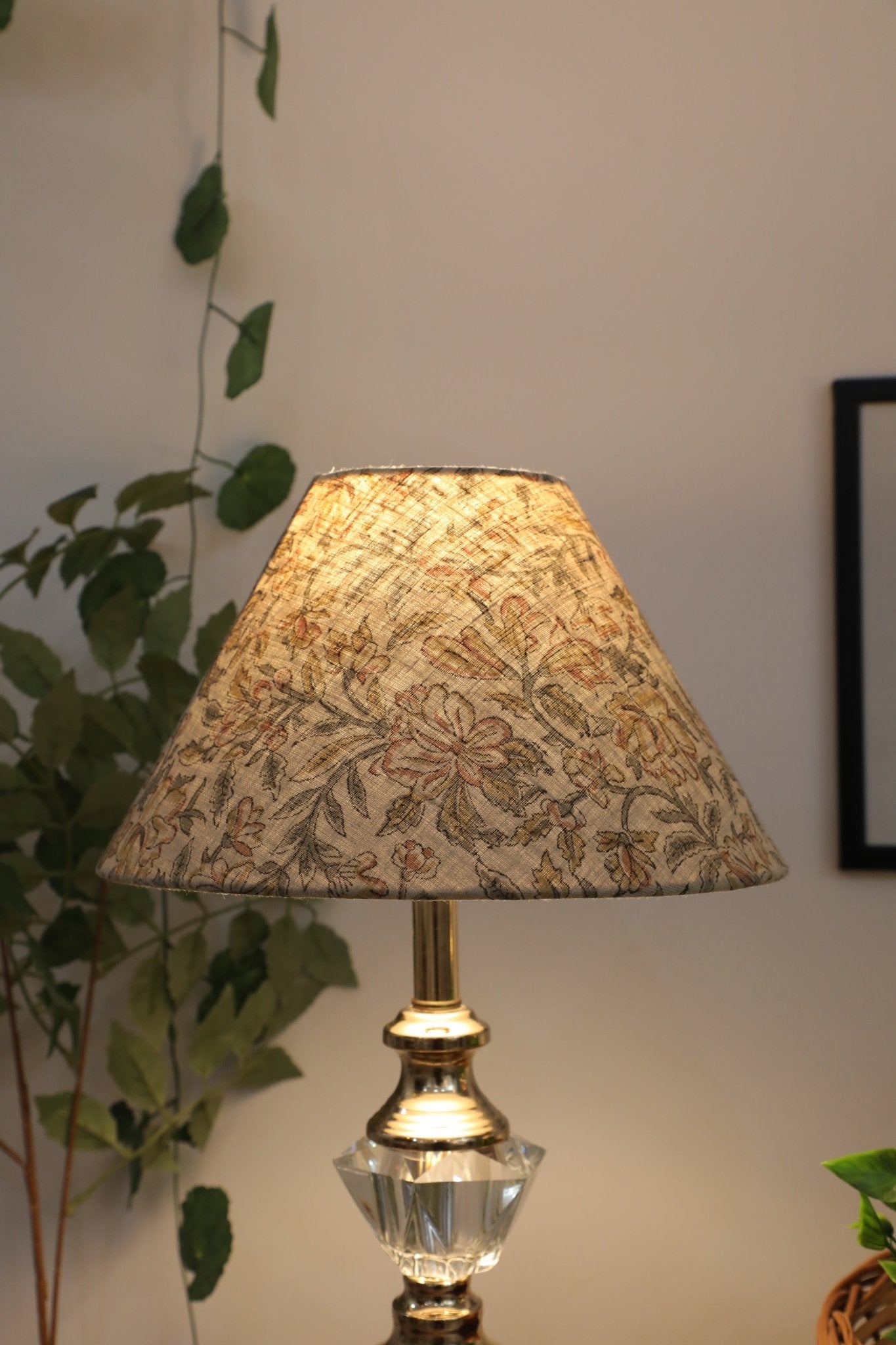 Block print cone lampshade - Qudrat - Fabdivine