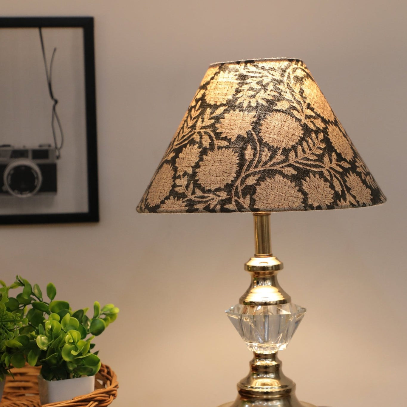 Block print cone lampshade - Rajat - Fabdivine