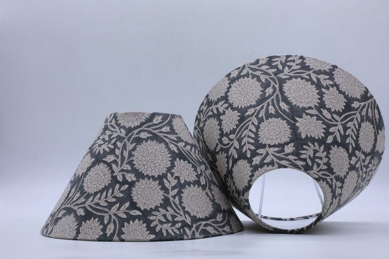 Block print cone lampshade - Rajat - Fabdivine