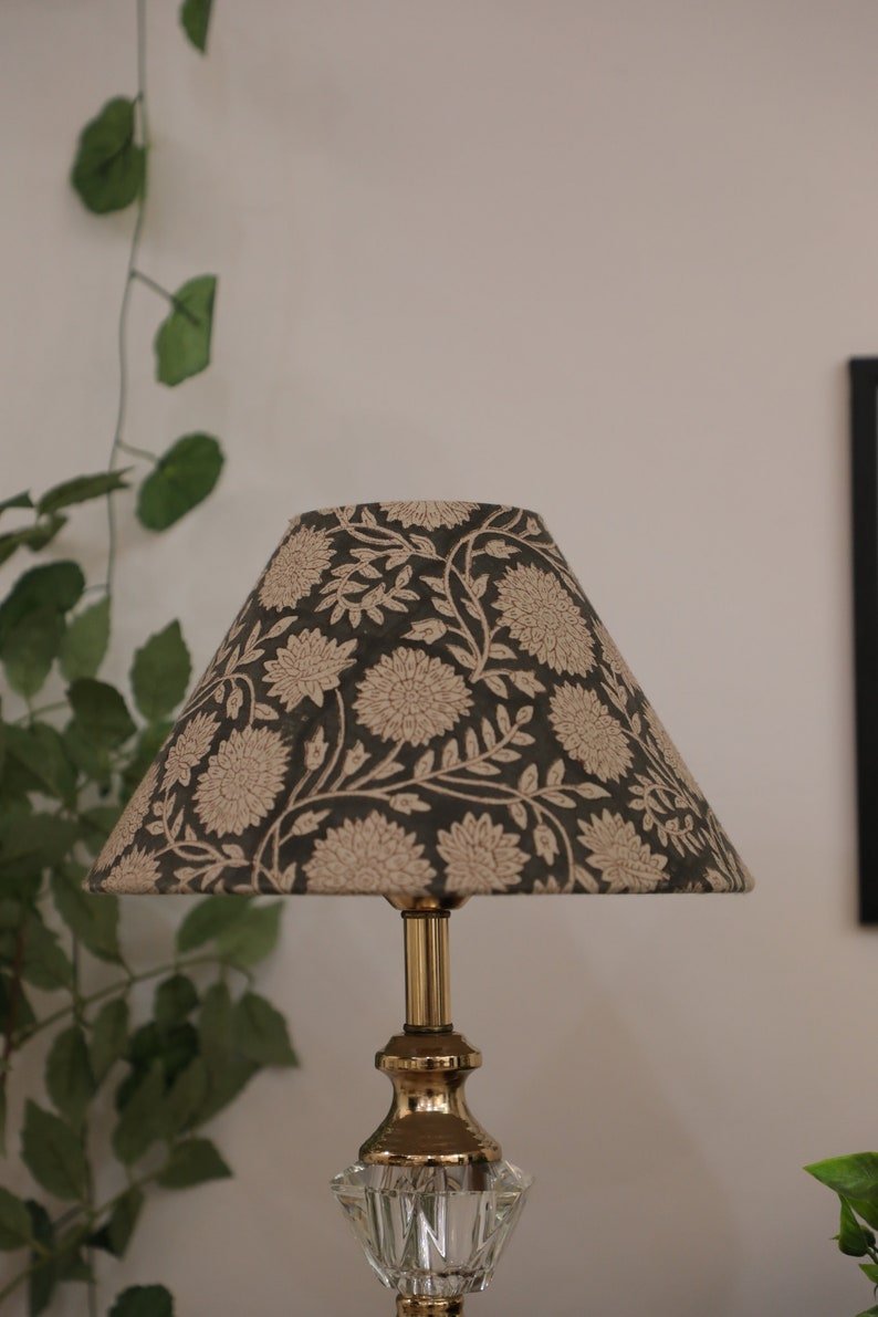 Block print cone lampshade - Rajat - Fabdivine