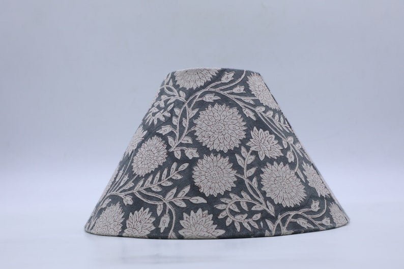 Block print cone lampshade - Rajat - Fabdivine