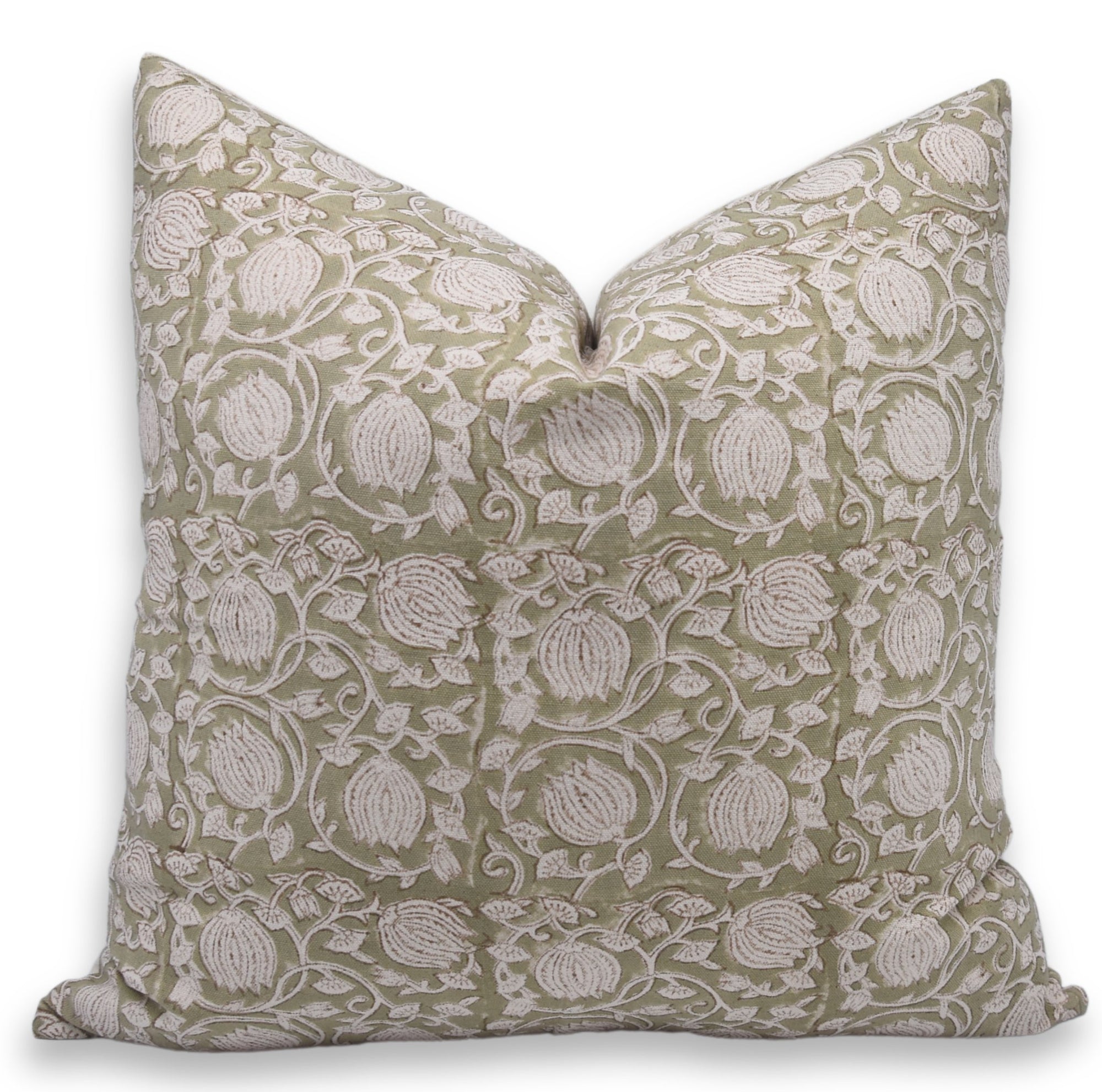 Block print duck canvas cotton throw pillow cover- SIX KAMAL - Fabdivine